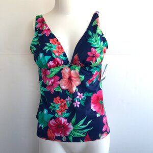 Swimwear Top Bathing Suit Floral American Beach Swimwear Size 12 NWT
